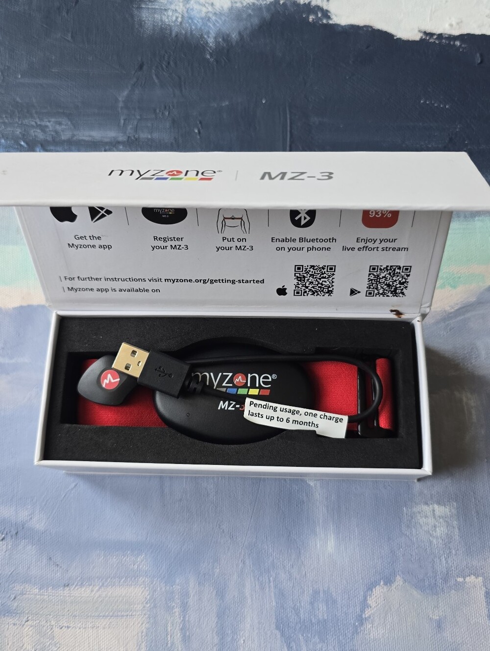 Open box Myzone MZ3 heart rate monitor